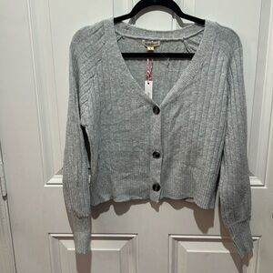 Poof apparel button up cardigan crop